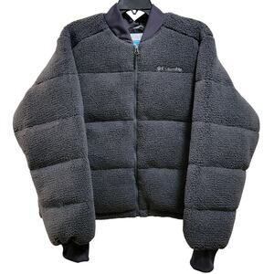 Columbia Women Puffect Novelty Fleece Bomber Jacket Size US M Grey